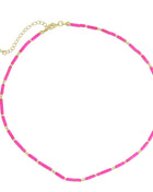 Hot pink Gemstone Tube necklace, sku#EF567