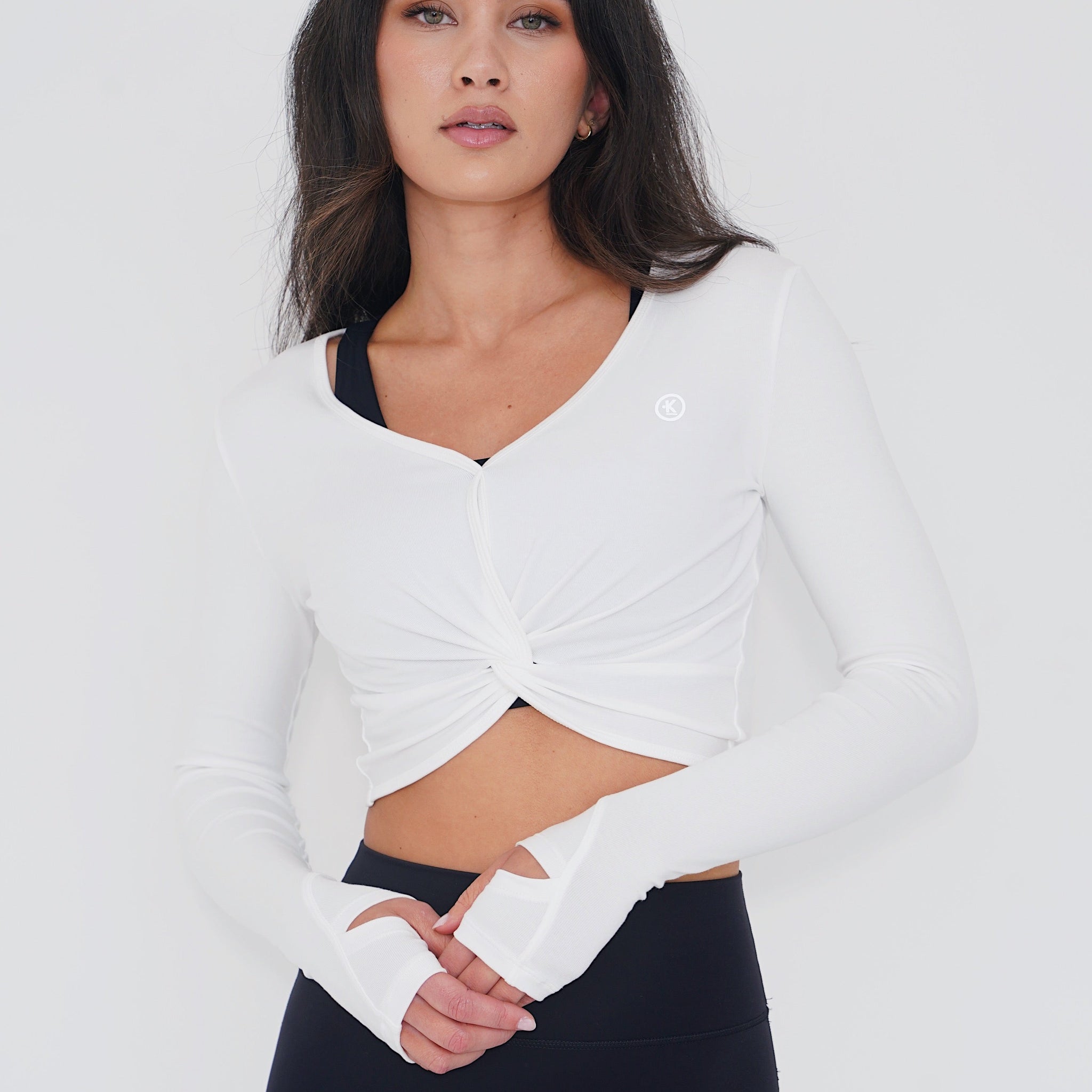 I Release Doubt Buttery Soft White Long Sleeve Crop Top Tops KIMITH BRAND