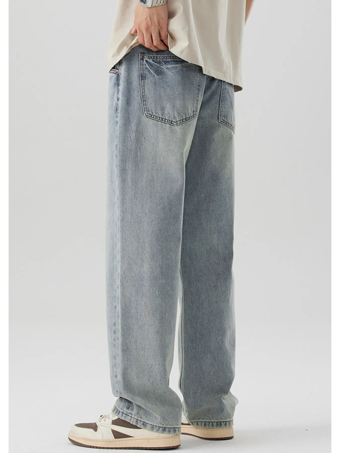 Men's Wash Wide Leg Jeans Trendsi