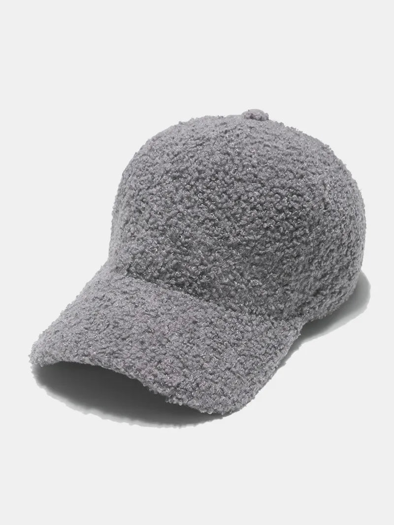 Sherpa Solid Color Baseball Cap Gray One Size Trendsi