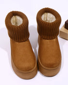 Round Toe Platform Slipper Boots Trendsi