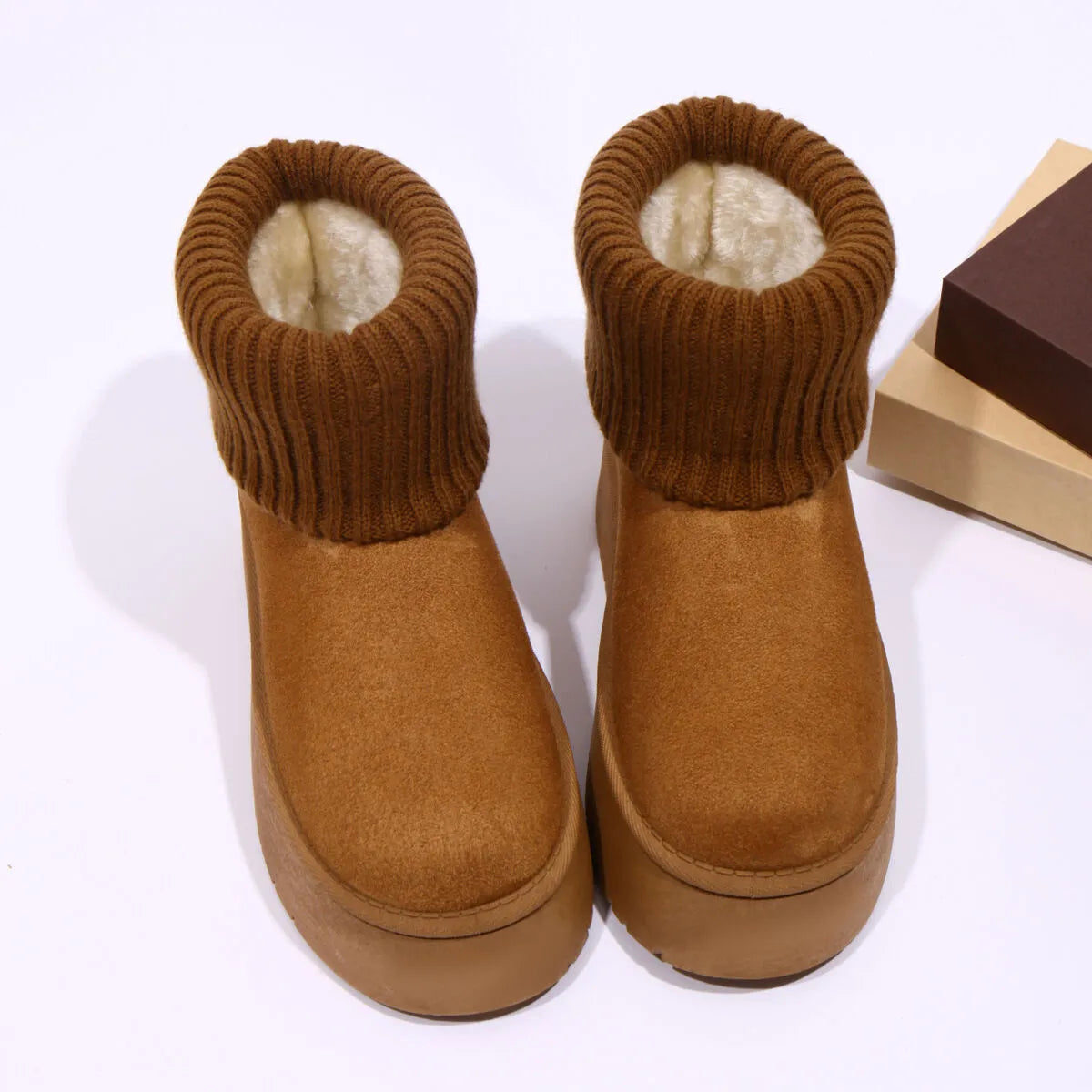 Round Toe Platform Slipper Boots Trendsi