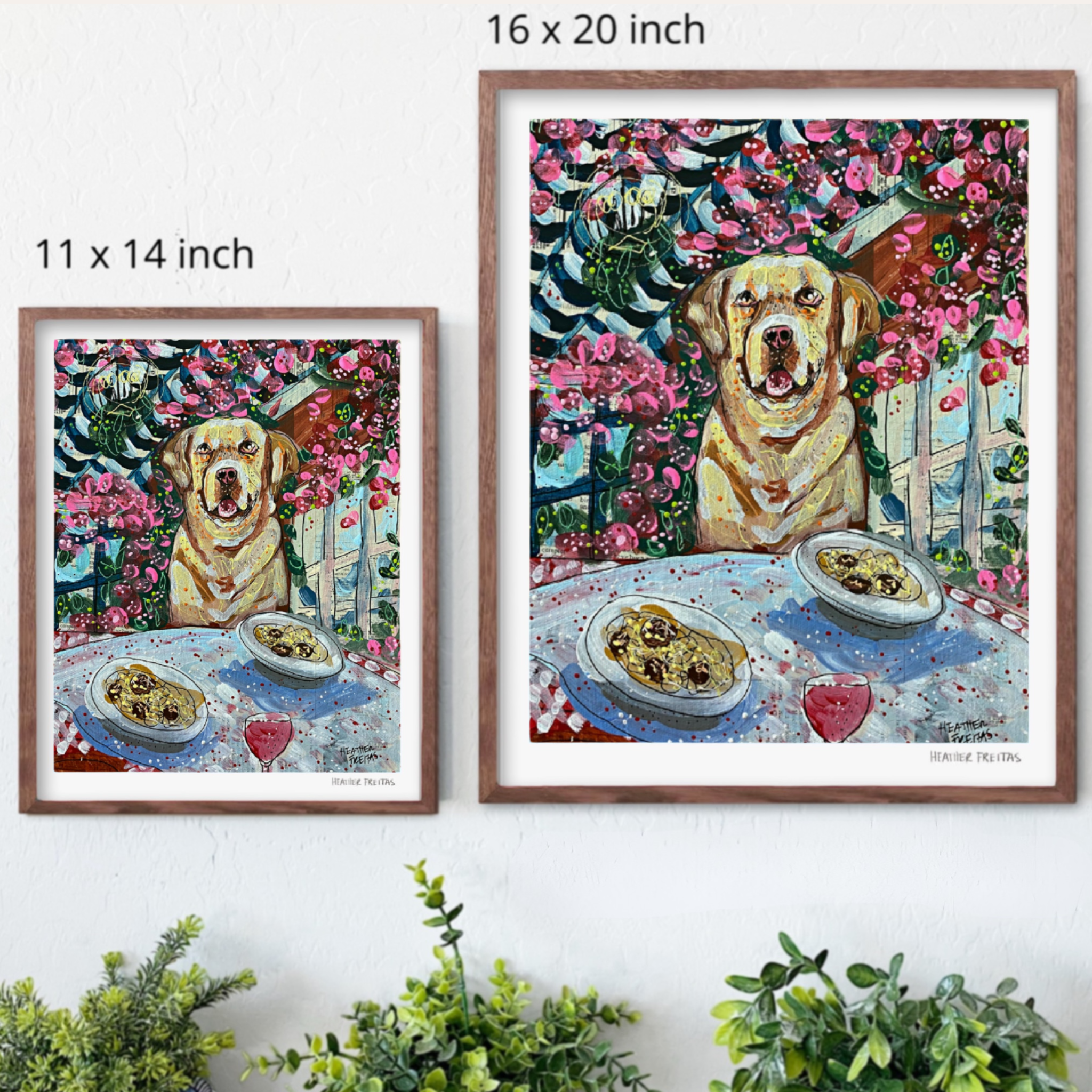 Yellow Lab Dining Hand Signed Fine Art Print