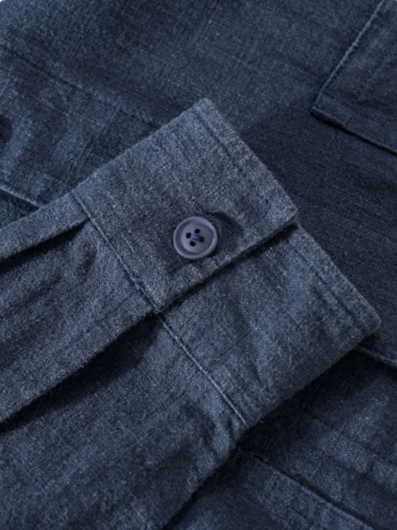 Mens Flax Blend Chest Pocket Button Up Shirts Trendsi