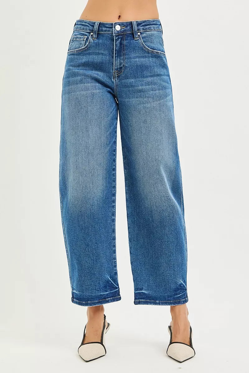 Slouchy Ankle Length Barrel Jeans Jeans Trendsi