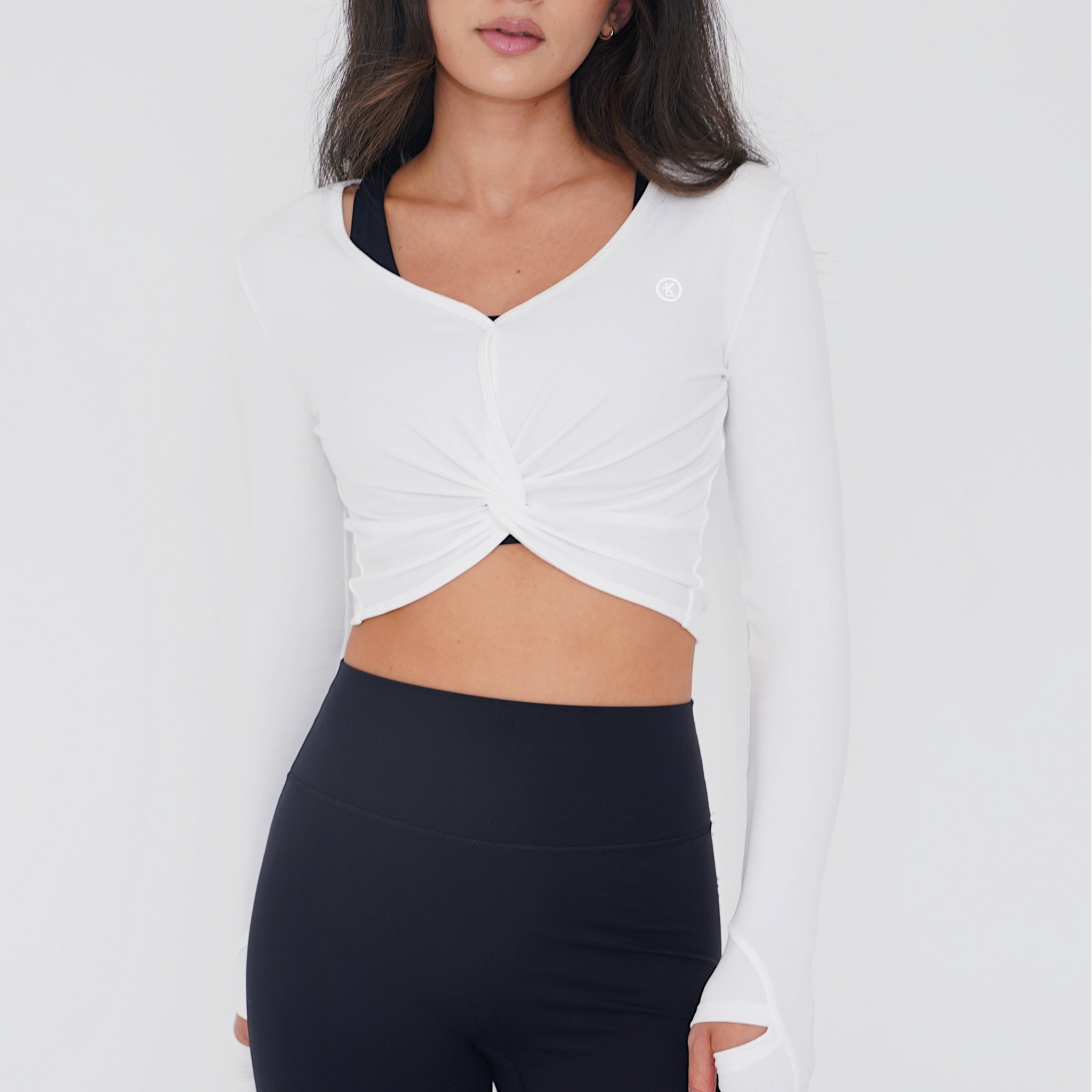 I Release Doubt Buttery Soft White Long Sleeve Crop Top Tops KIMITH BRAND