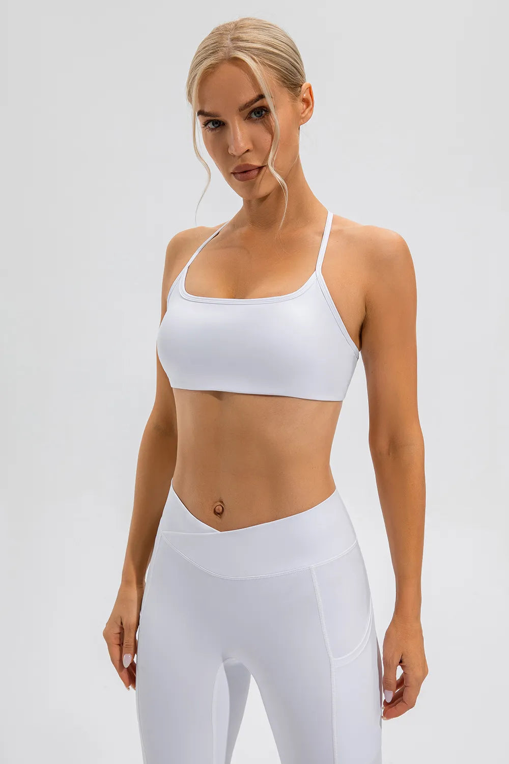 Crisscross Spaghetti Strappy Sports Bra (5 colors) White Trendsi