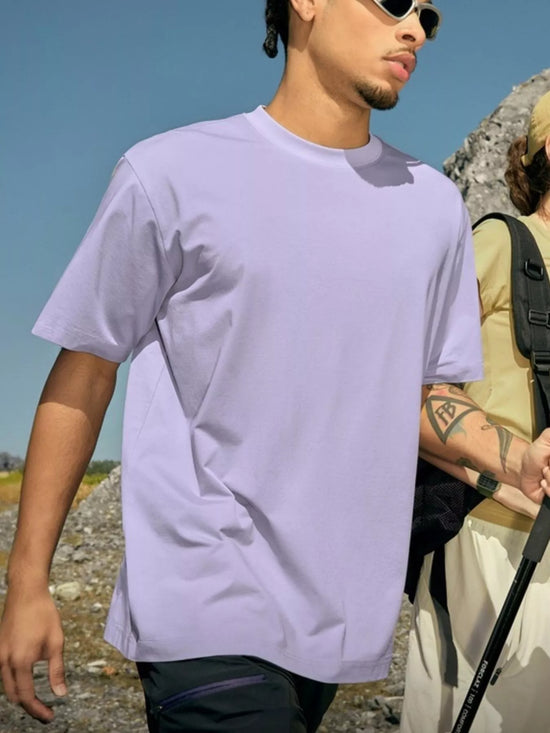 Men's Casual Comfort Crew Neck T-Shirt Lavender Trendsi