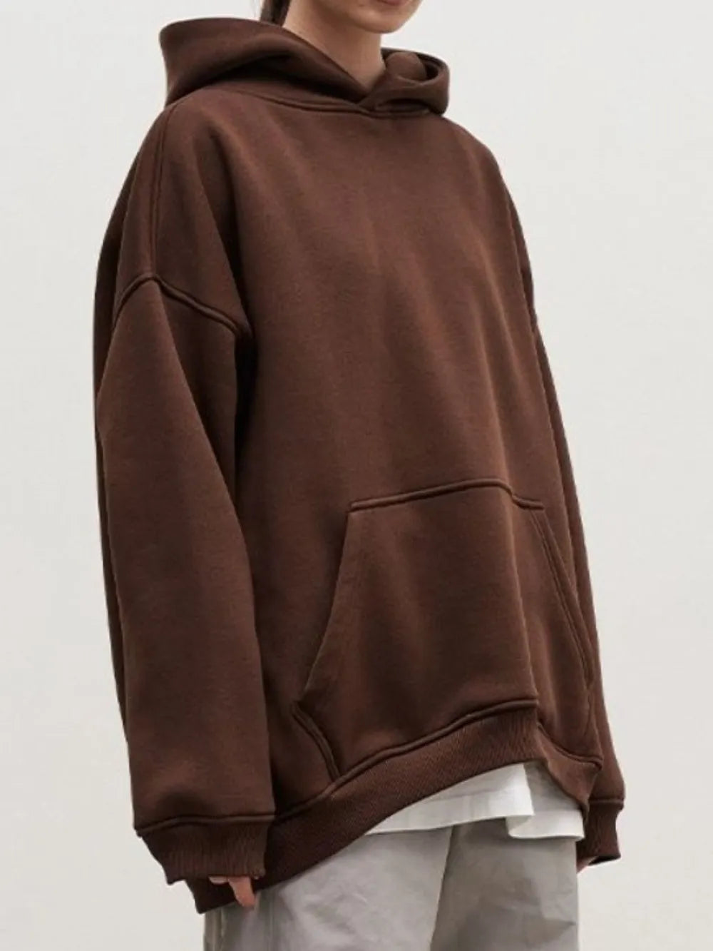 The Oversized Kangaroo Pocket Hoodie Loungwear Trendsi