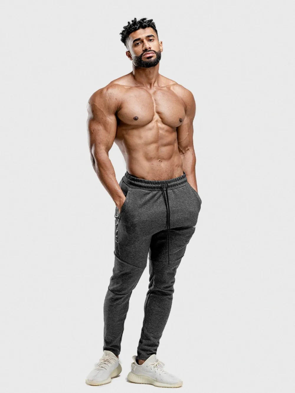 Men's Drawstring Active Pants Dark Gray Trendsi