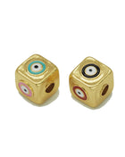 Enamel Evil Eye On Cube Spacer Beads, Sku#Y692