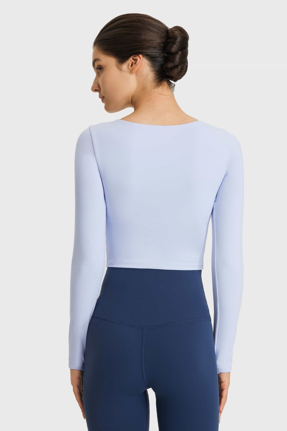 Millennia Cutout Long Sleeve Cropped Sports Top Trendsi