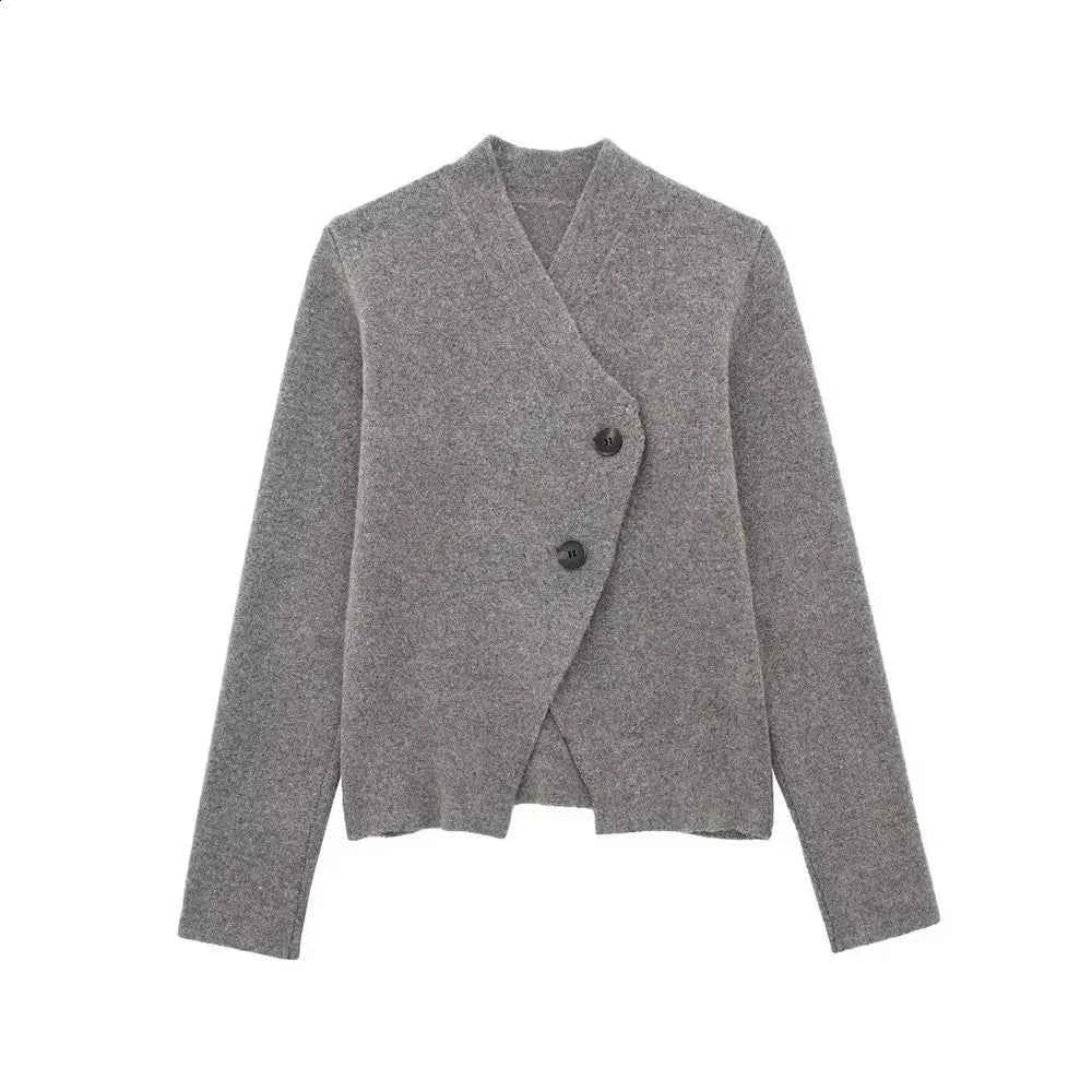 Cropped V-Neck Button-Up Cardigan Knitwear Trendsi