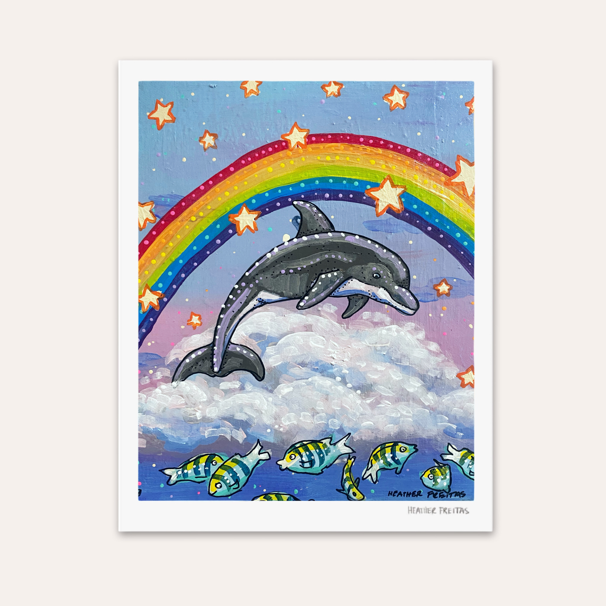 Dancing Dolphin Hand Signed Fine Art Print