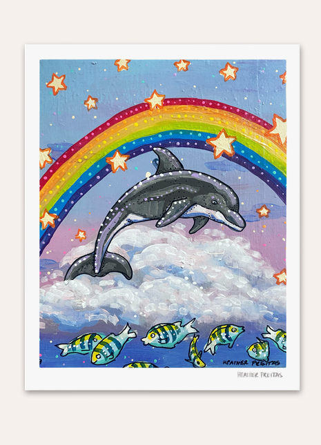 Dancing Dolphin Hand Signed Fine Art Print