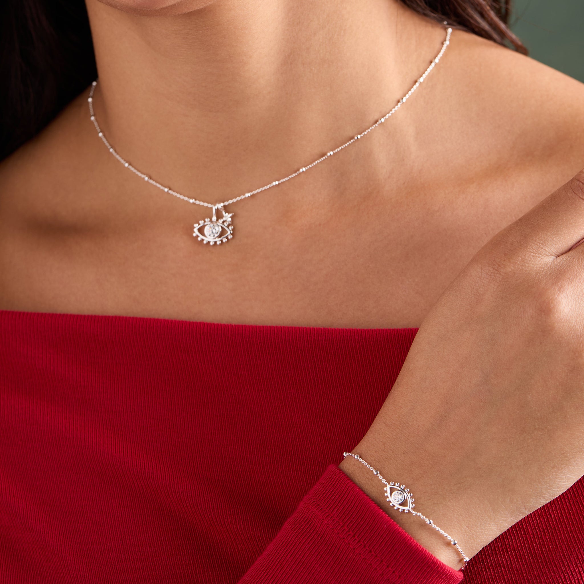 Evil Eye Duo Charm Necklace