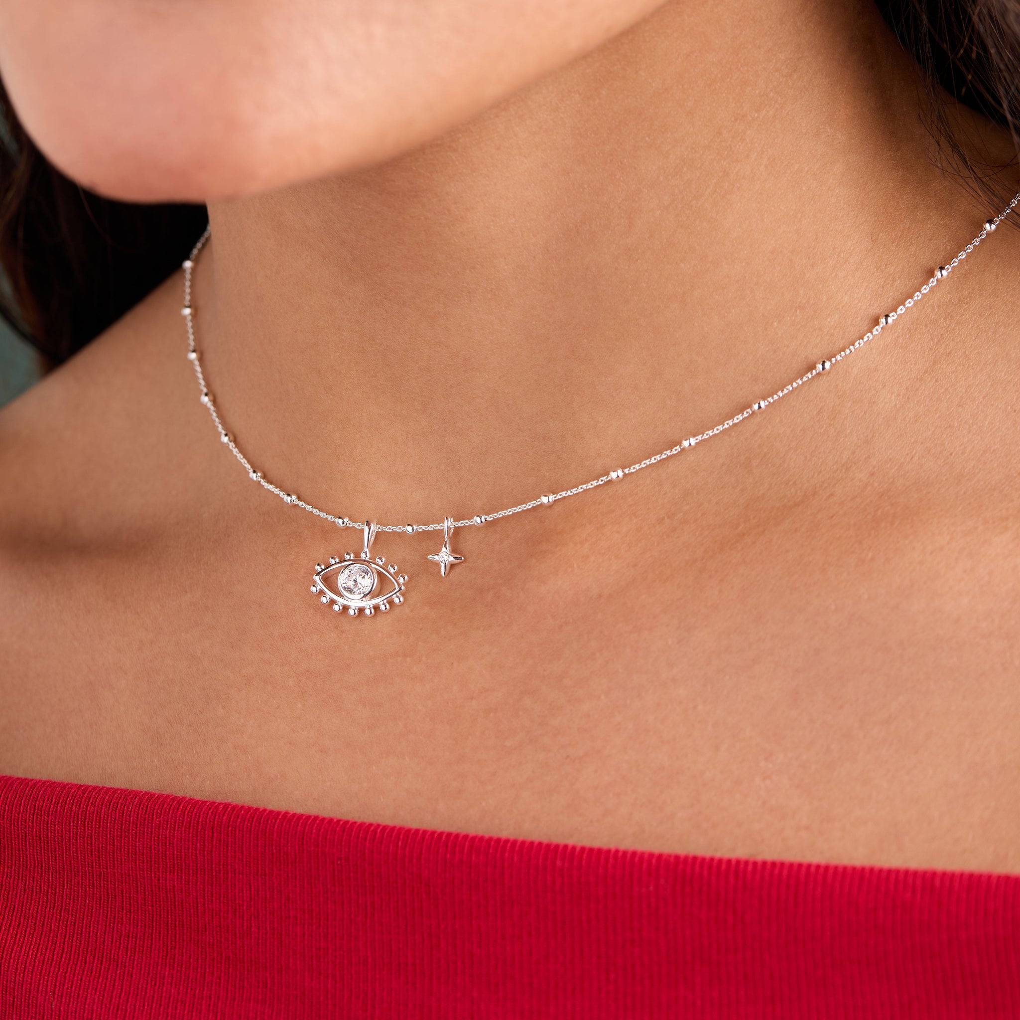 Evil Eye Duo Charm Necklace