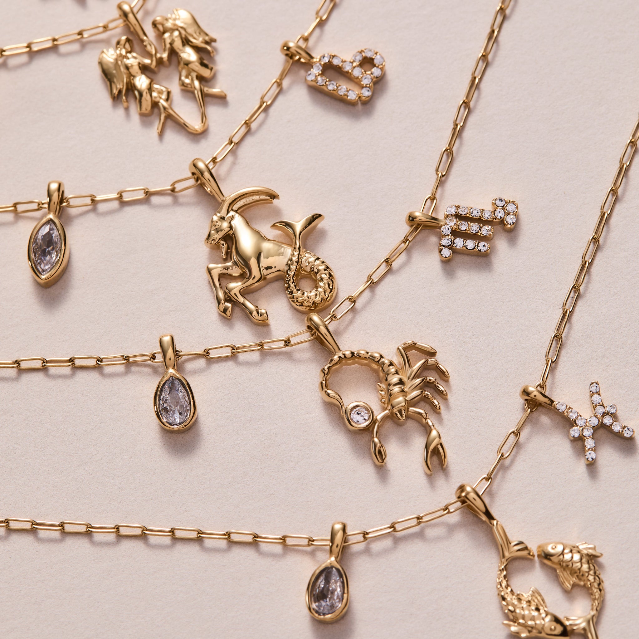 Scorpio Zodiac Charm Cluster Necklace
