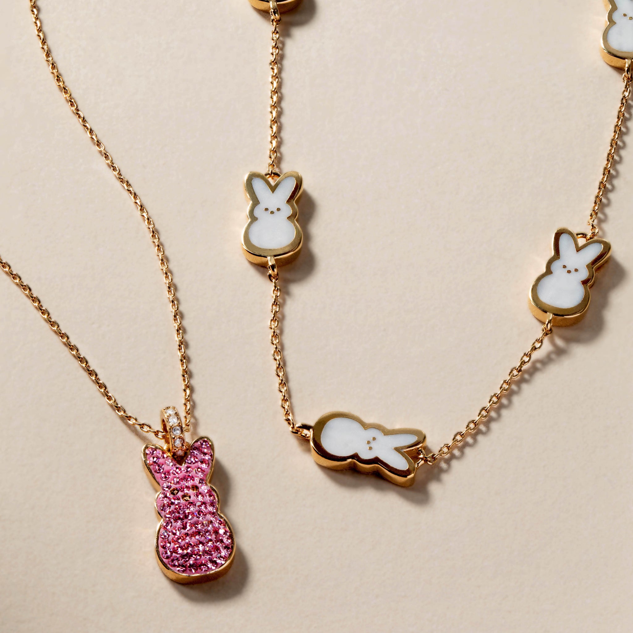 PEEPS® Pink Crystal Bunny Pendant Necklace