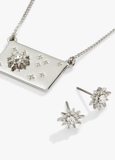 Starburst Charm Necklace and Stud Earring Gift Set