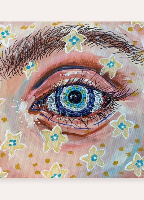 Armageddon Eyes ( original painting / beaded artwork )