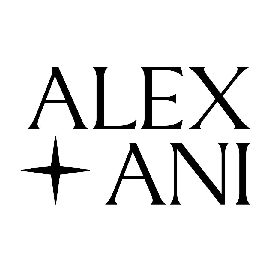 Black 'ALEX ANI' logo on a white background