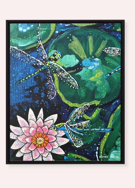 Dragonfly Lily Framed Fine Art Canvas Print