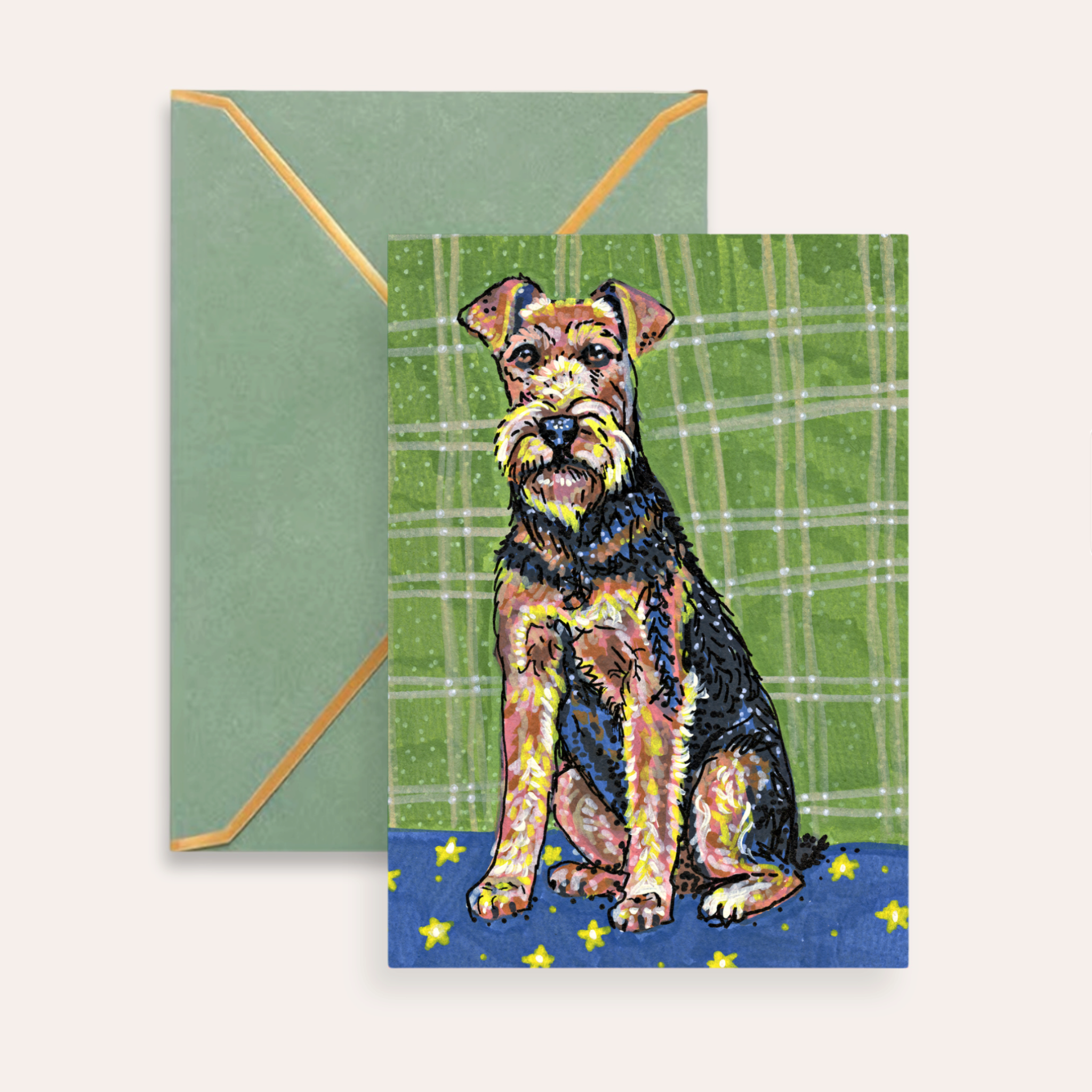 Airedale Dog Fine Art Greeting Card