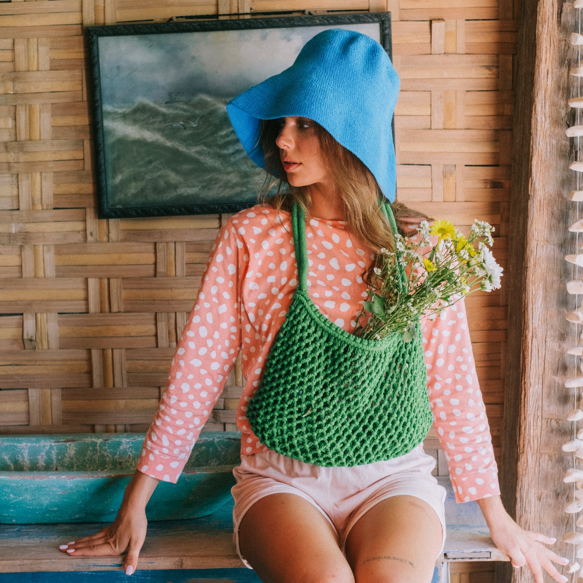 BLOOM Crochet Hat in Mosaic Blue Crochet hats BrunnaCo