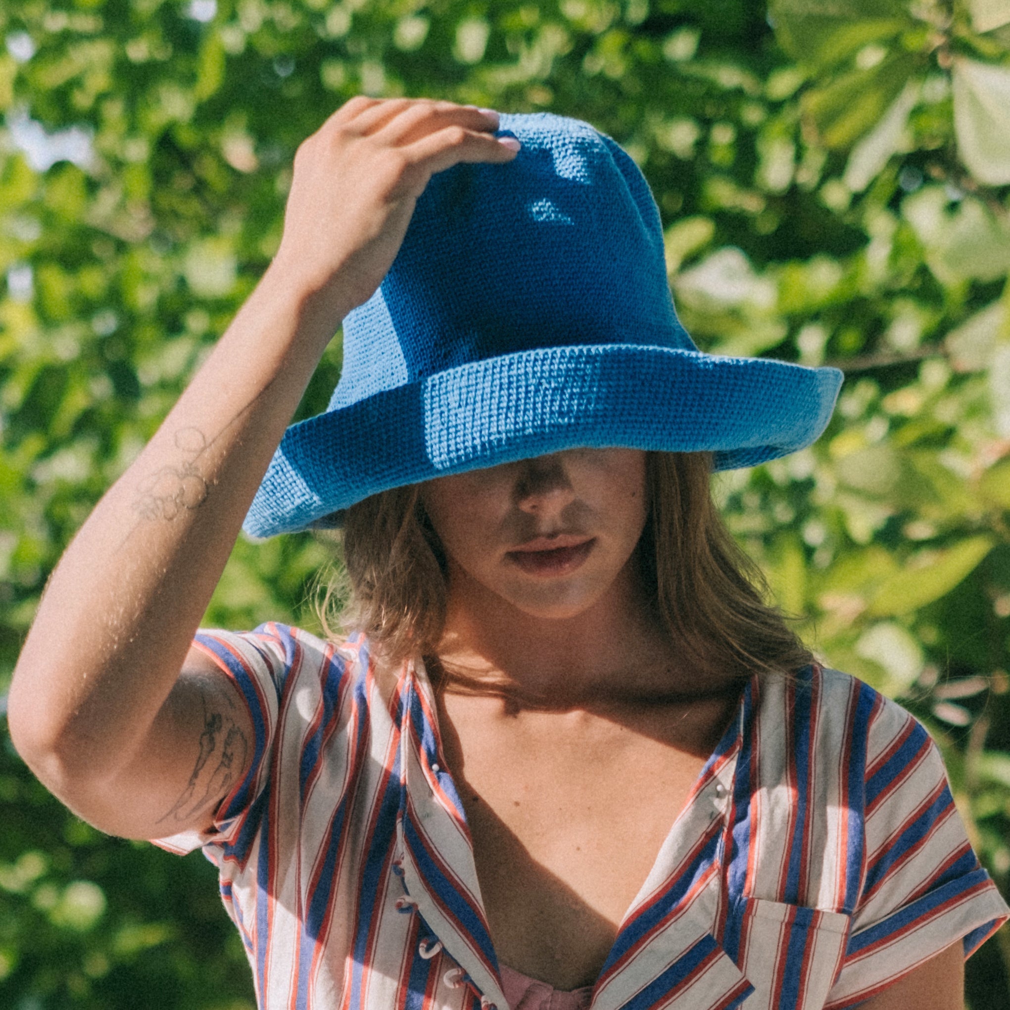 BLOOM Crochet Hat in Mosaic Blue Crochet hats BrunnaCo