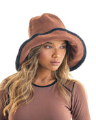 BLOOM LINE Crochet Sun Hat In Dark Brown