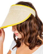 Solid Trimmed Straw Visor Sun Hat