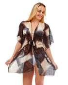 Abstract Square Pattern Cover Up Poncho