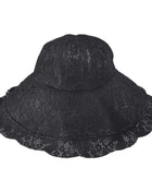 Leaf Detailed Chin Tie Lace Sun Hat