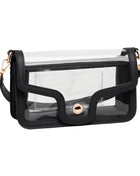Solid Faux Leather Transparent Rectangle Shoulder Bag