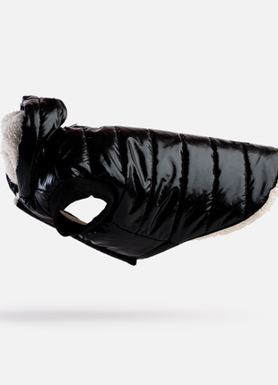 Emma Dog Jacket – Shiny Black Water-Resistant Winter Coat