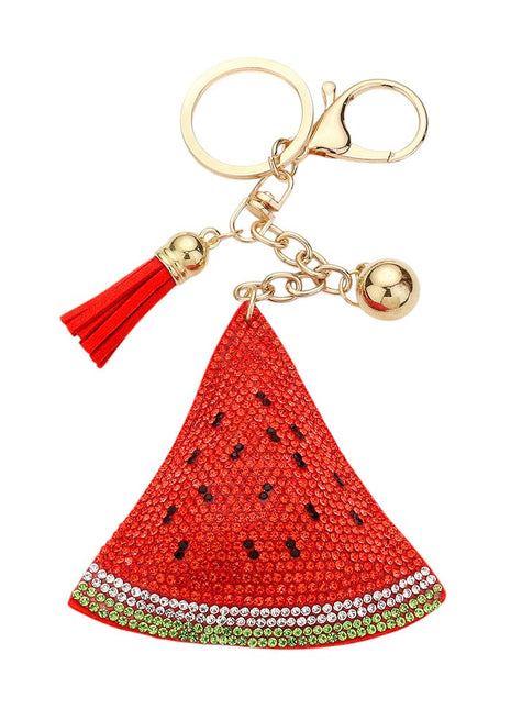 Bling Studded Watermelon Tassel Bag Charm