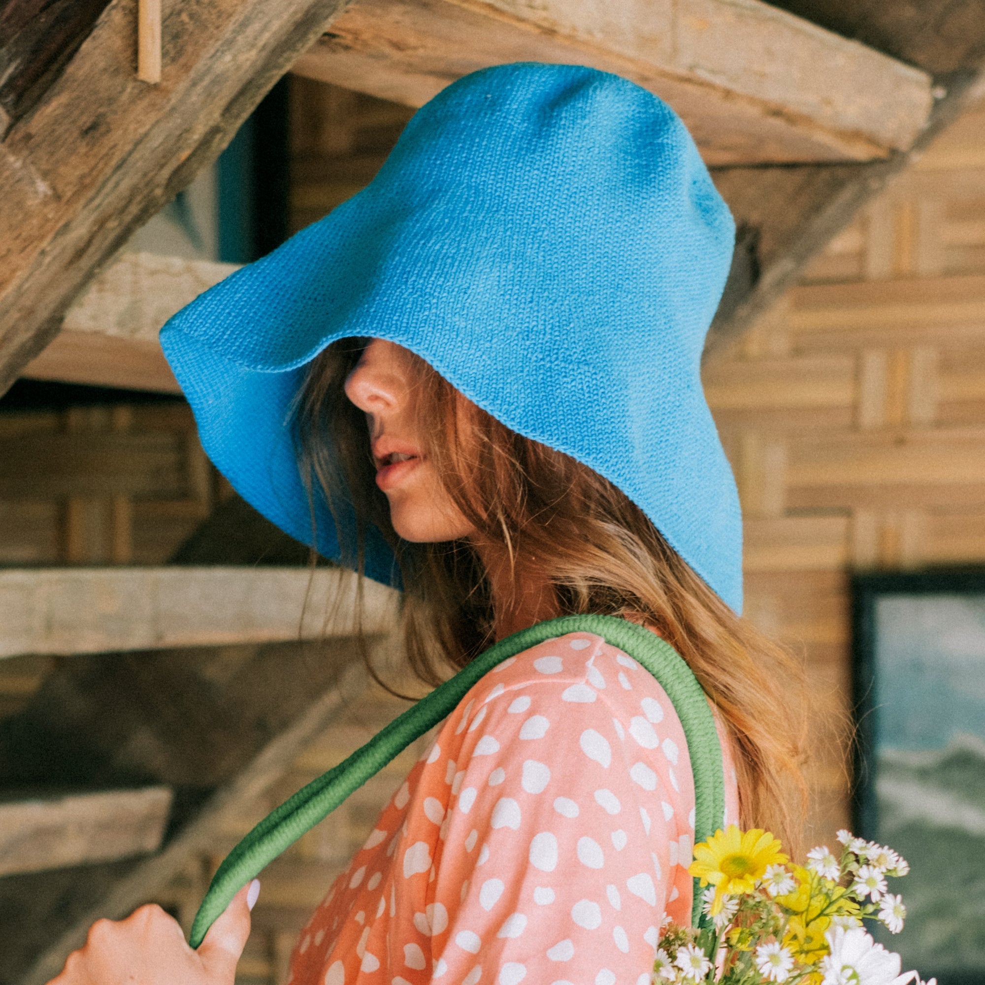 BLOOM Crochet Hat in Mosaic Blue One size Mosaic Blue Cotton Crochet hats BrunnaCo