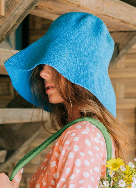BLOOM Crochet Hat in Mosaic Blue One size Mosaic Blue Cotton Crochet hats BrunnaCo