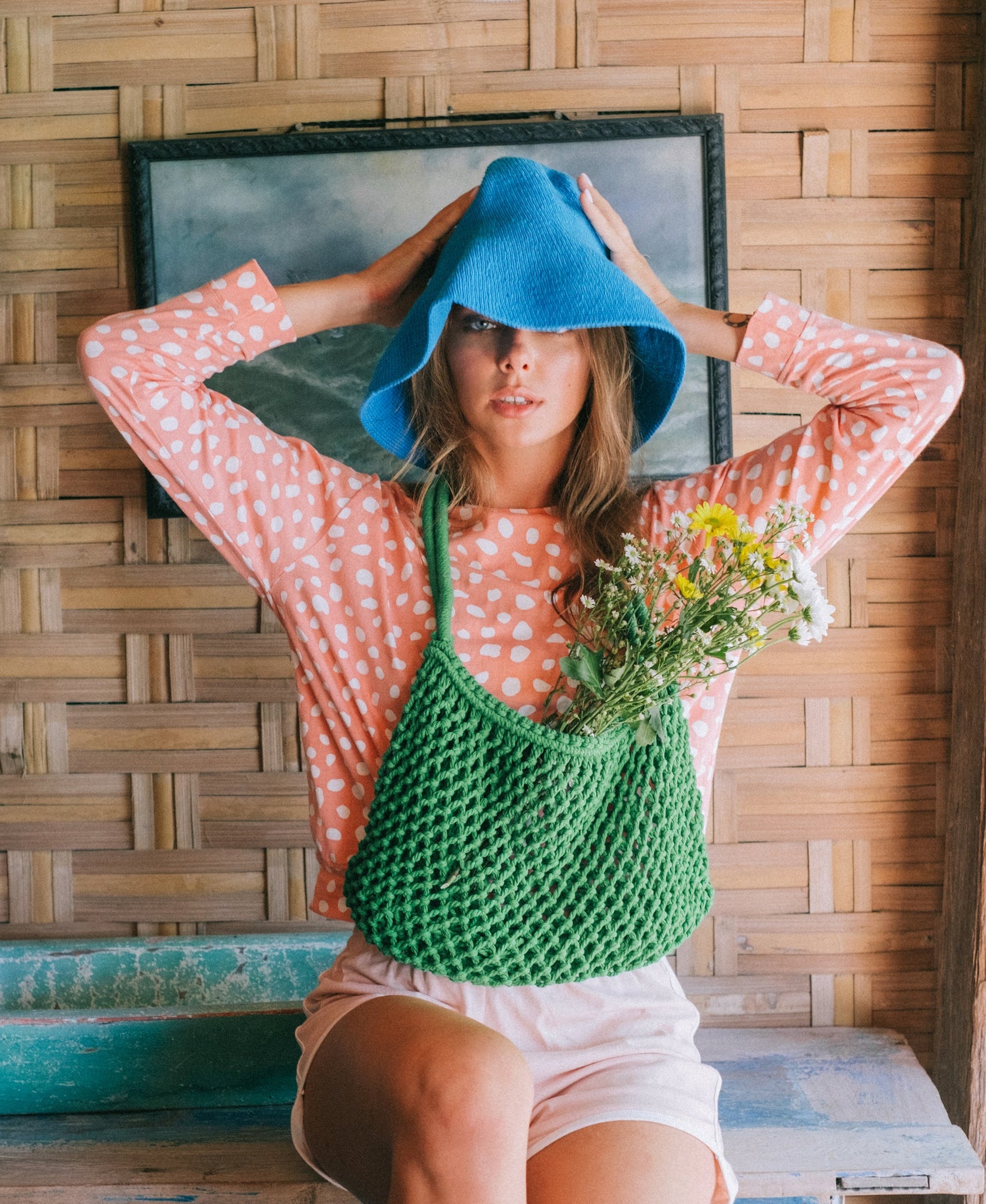 BLOOM Crochet Hat in Mosaic Blue Crochet hats BrunnaCo