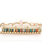 4PCS Natural Stone Bracelet Beaded Stretch Bracelets Set