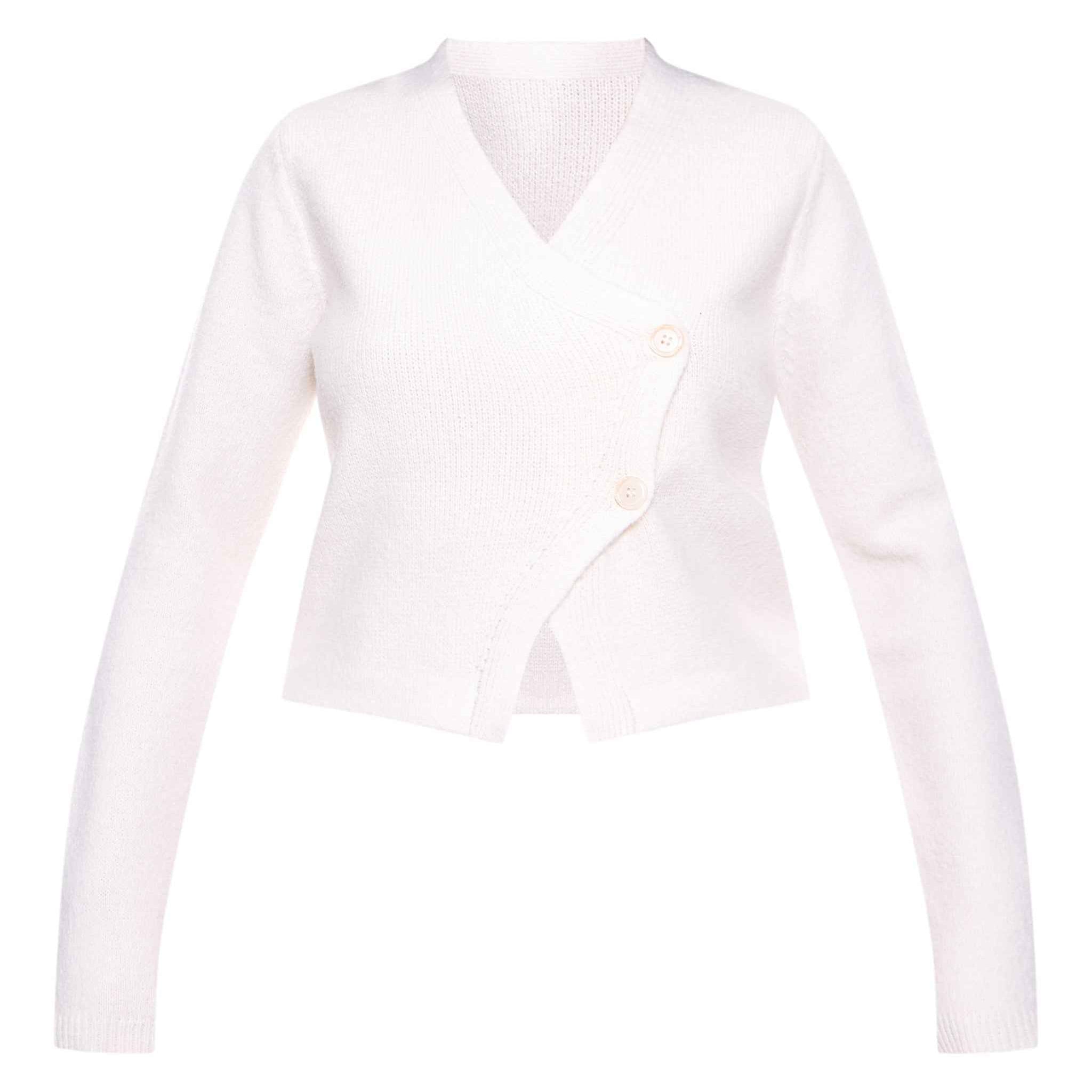 Cropped V-Neck Button-Up Cardigan Knitwear Trendsi