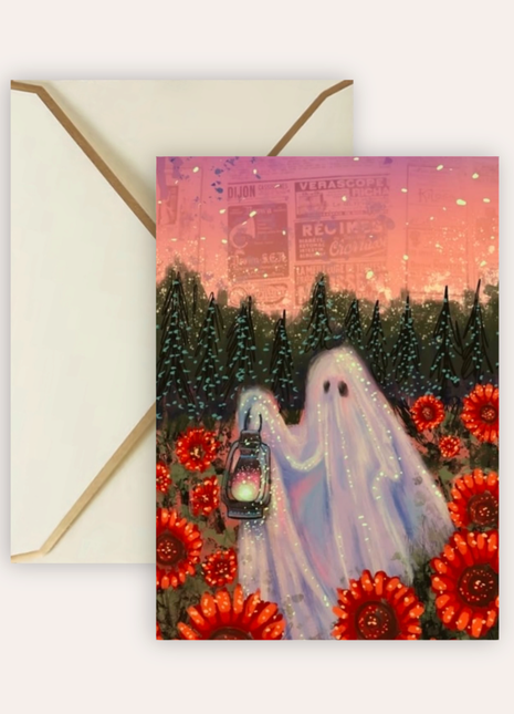 Twilight Sunflower Ghost Fine Art Greeting Card