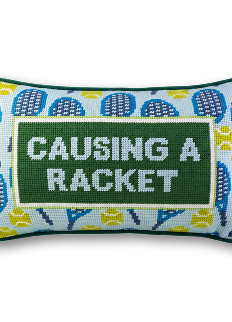 Causing A Racket Needlepoint Pillow