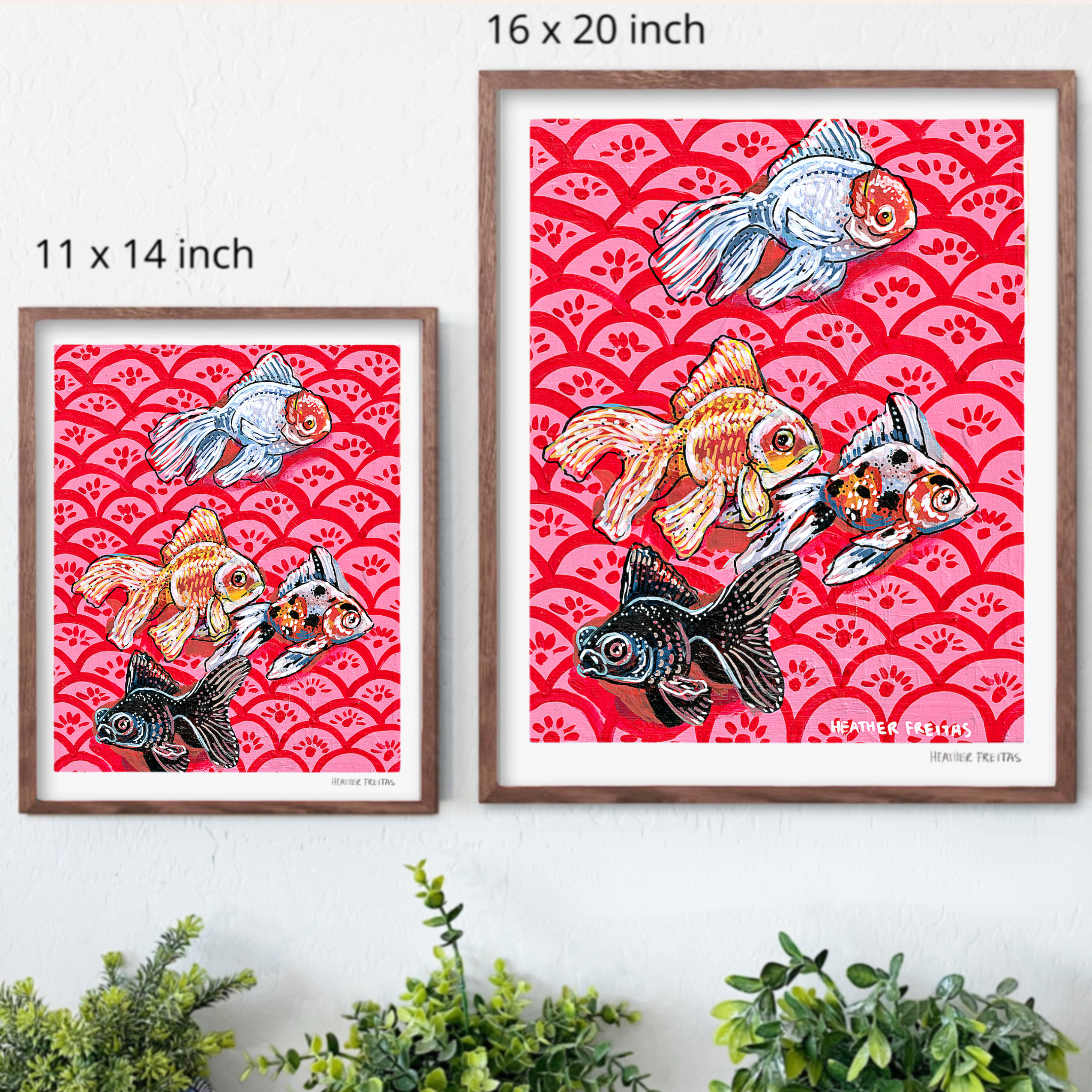 Bubbles & Bloom Goldfish Hand Signed Fine Art Print