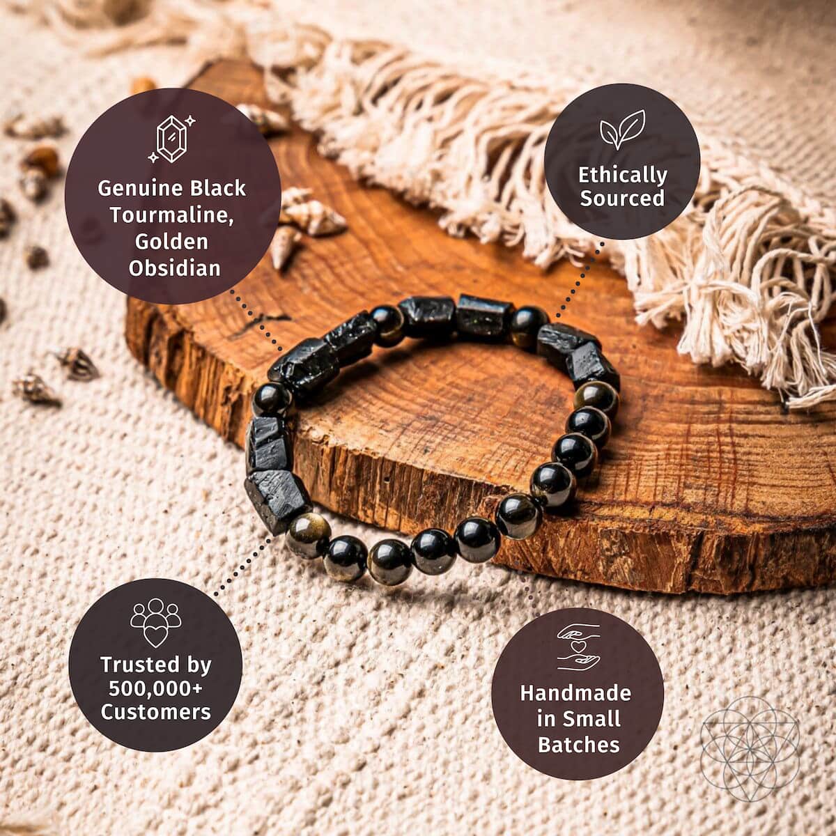 Black Tourmaline & Gold Obsidian Aura Protection Bracelet