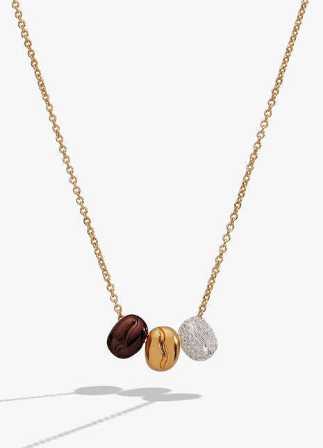 Coffee Bean 'Happiness, Wealth, Health' Engraved Pendant Necklace