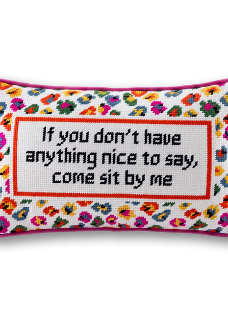 Come Sit By Me Needlepoint Pillow