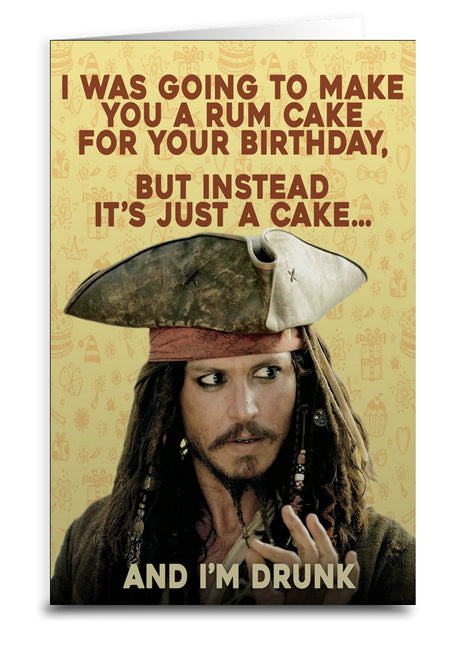 Jack Sparrow "Rum Cake" Birthday Greeting Card