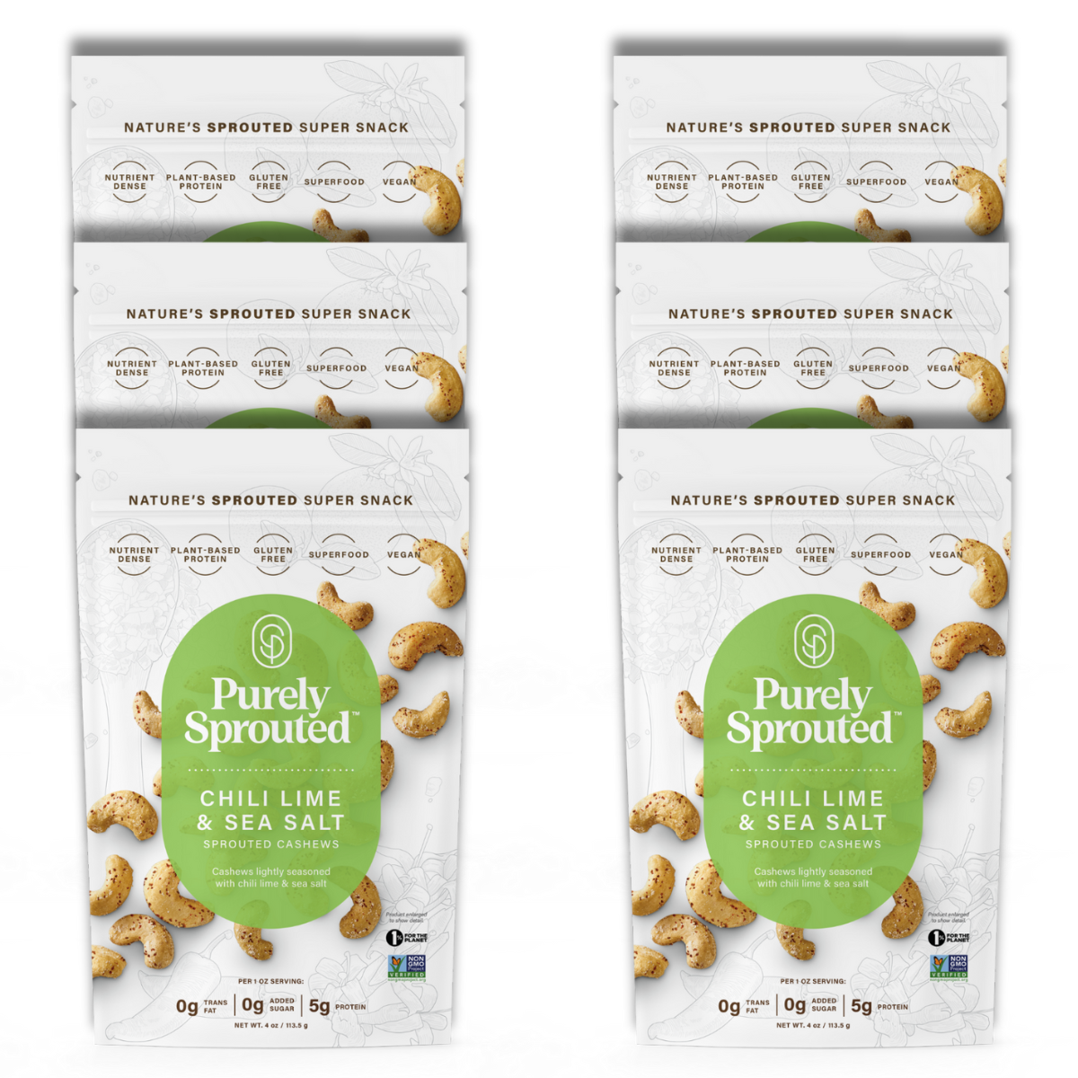 Chili Lime & Sea Salt, Sprouted Cashews (1/6 pack)